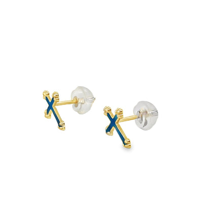Jai's 14K Yellow Gold Vibrant Baby Cross Studs
