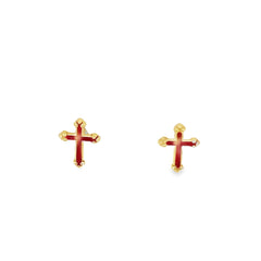 Jai's 14K Yellow Gold Vibrant Baby Cross Studs