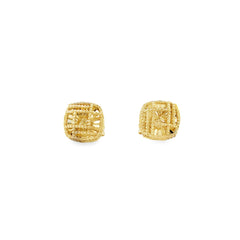 Jai's 14K Yellow Gold Faceted Open-frame Square Studs