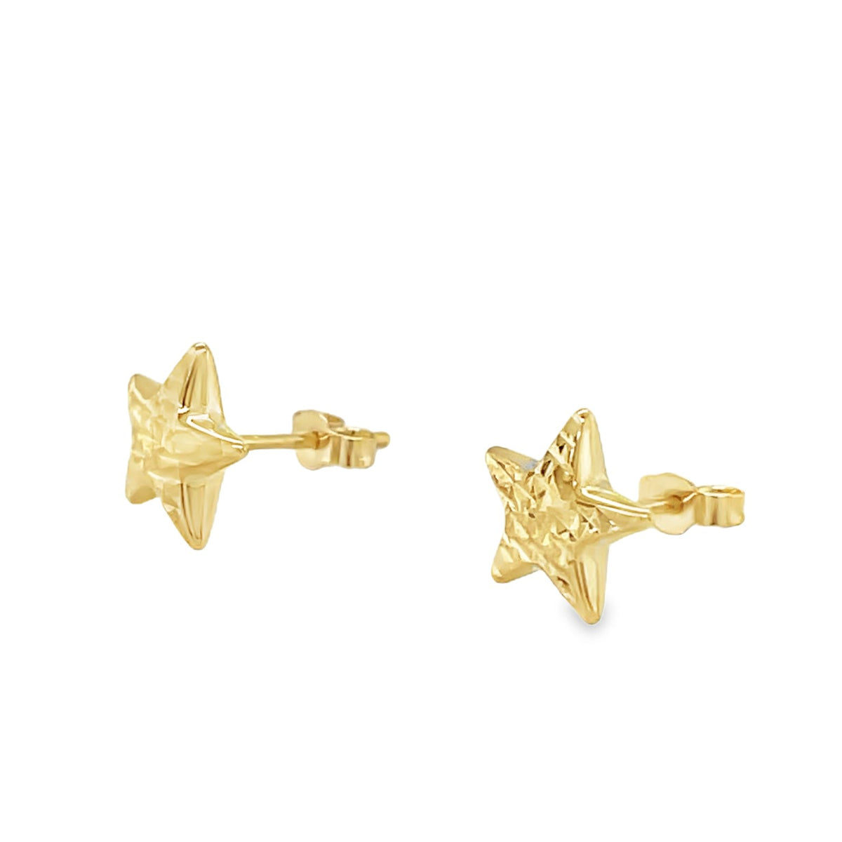Jai's 14K Yellow Gold Baby Diamond-cut Star Studs