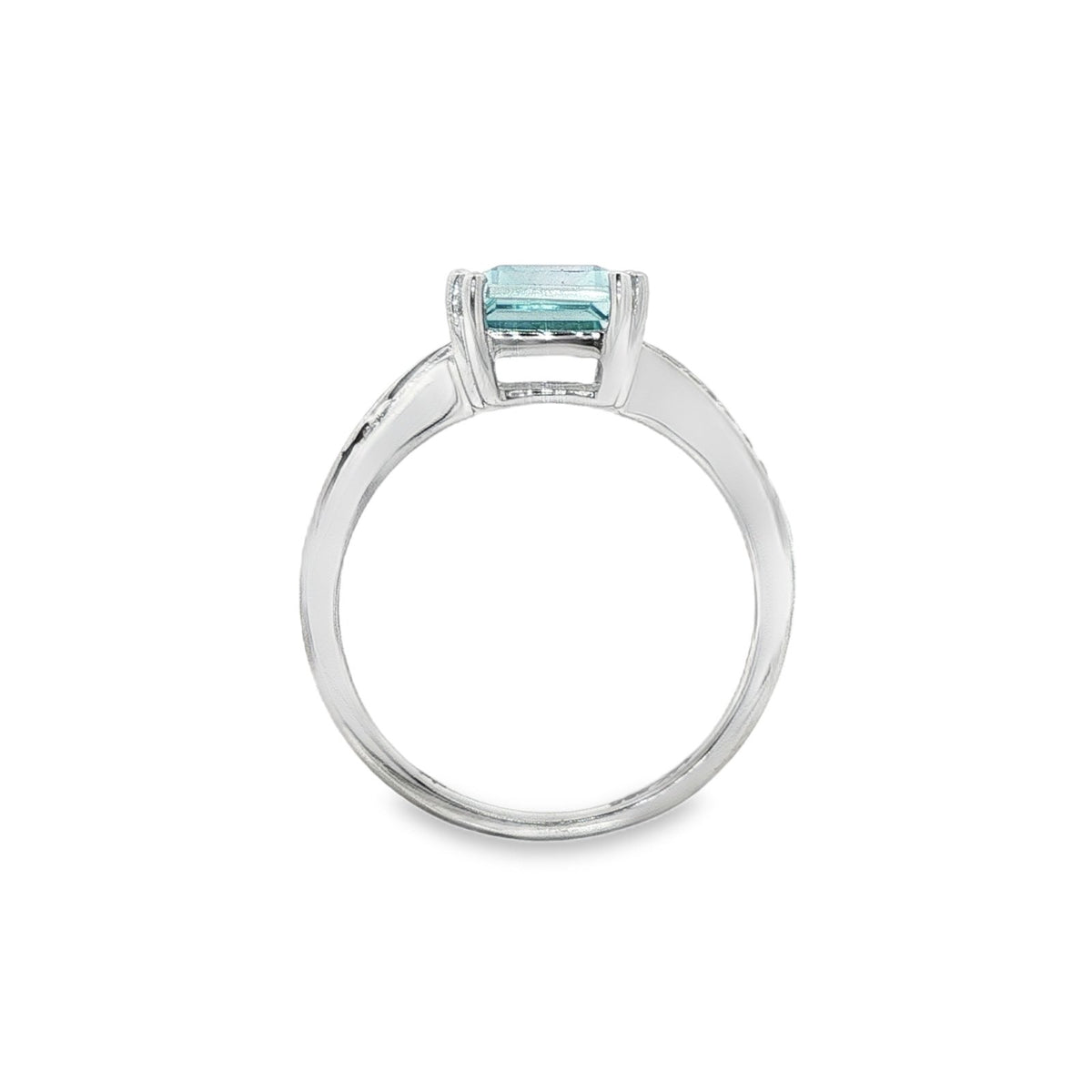 Jai's 14K White Gold Emerald-cut Aquamarine & Diamond Split-shank Ring