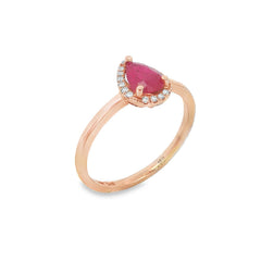 Jai's 14K Rose Gold Pear-cut Ruby & Diamond Ring