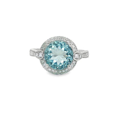 Jai's 14K White Gold Aquamarine & Diamond Ring