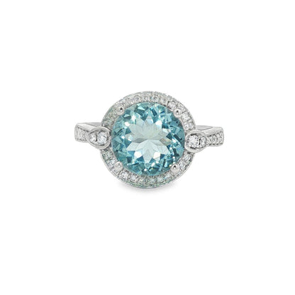 Jai's 14K White Gold Aquamarine & Diamond Ring