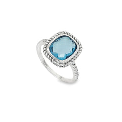 Jai's 14K White Gold Rectangular Cushion-cut Blue Topaz & Diamond Ring