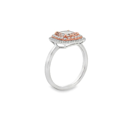 Jai's 14K Two-tone Cushion-cut Morganite & Diamond Ring