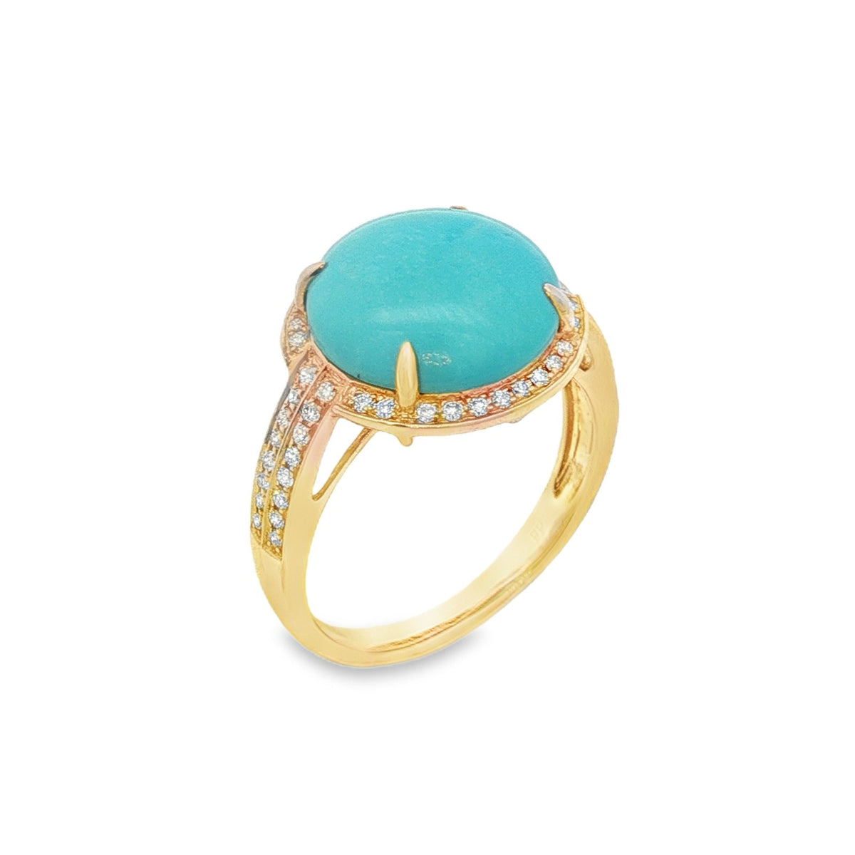 Jai's 14K Yellow Gold Domed Turquoise & Diamond Ring