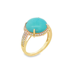 Jai's 14K Yellow Gold Domed Turquoise & Diamond Ring