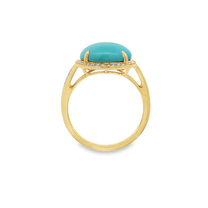 Jai's 14K Yellow Gold Domed Turquoise & Diamond Ring