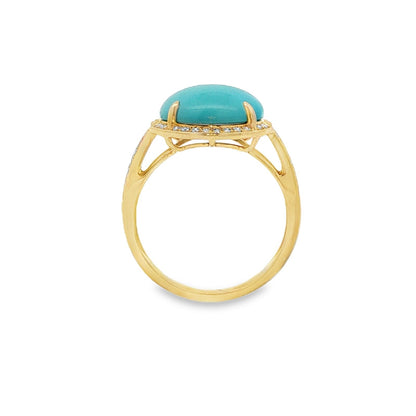 Jai's 14K Yellow Gold Domed Turquoise & Diamond Ring
