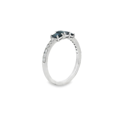 Jai's 14K White Gold Emerald-cut Tri-stone Sapphire & Diamond Ring