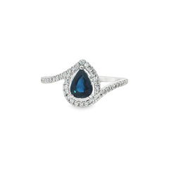 Jai's 14K White Gold Pear-cut Sapphire & Diamond Ring