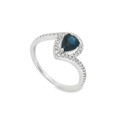 Jai's 14K White Gold Pear-cut Sapphire & Diamond Ring
