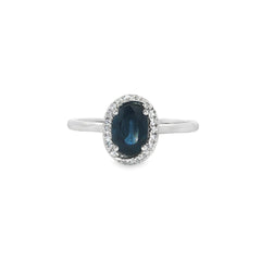 Jai's 14K White Gold Oval Sapphire & Diamond Ring