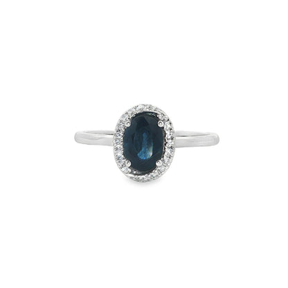 Jai's 14K White Gold Oval Sapphire & Diamond Ring