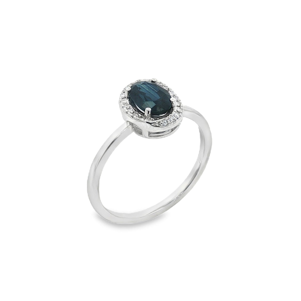 Jai's 14K White Gold Oval Sapphire & Diamond Ring
