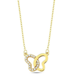 Jai's 14K Yellow Gold Diamond Butterfly Necklace