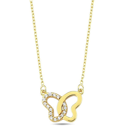Jai's 14K Yellow Gold Diamond Butterfly Necklace