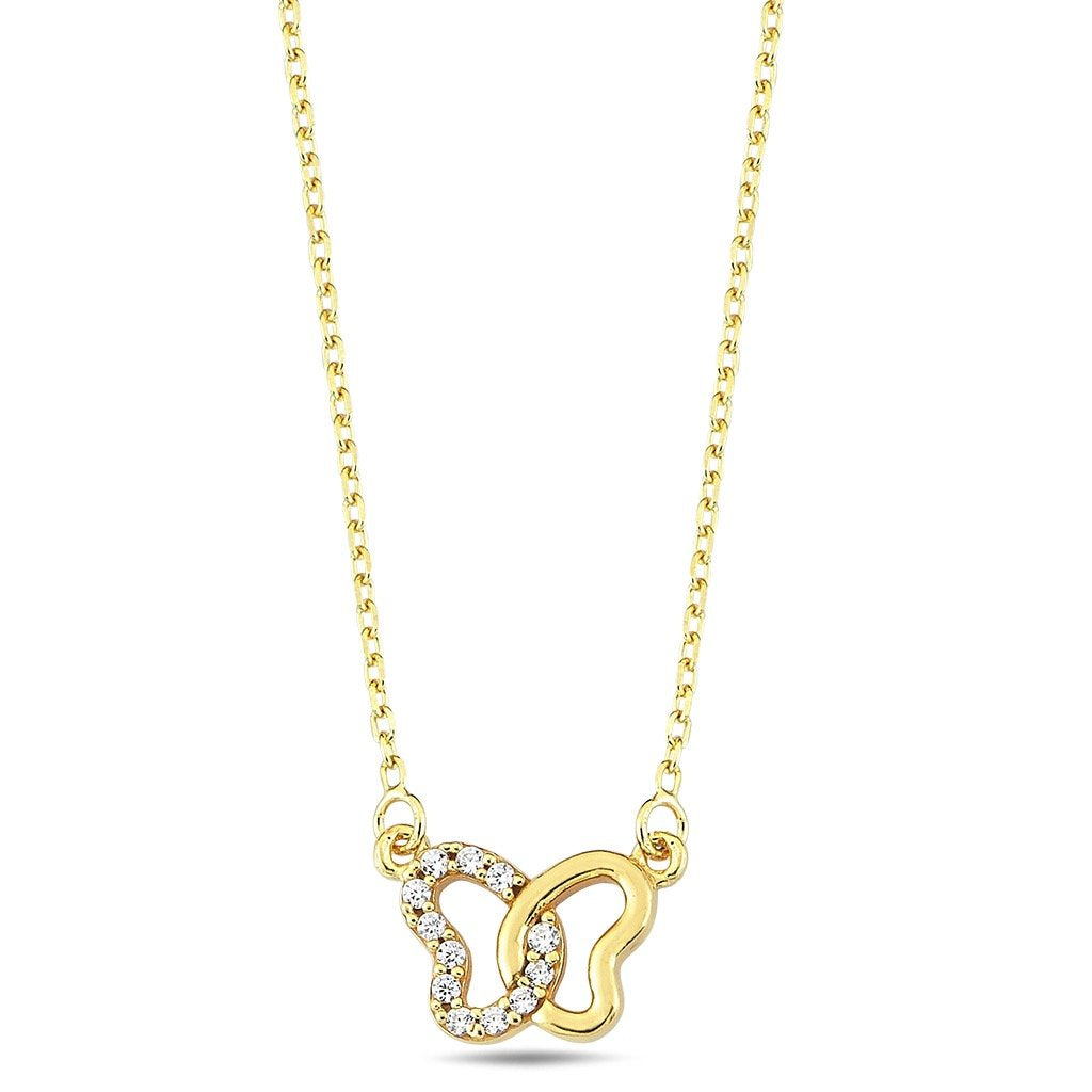 Jai's 14K Yellow Gold Petite Diamond Butterfly Necklace