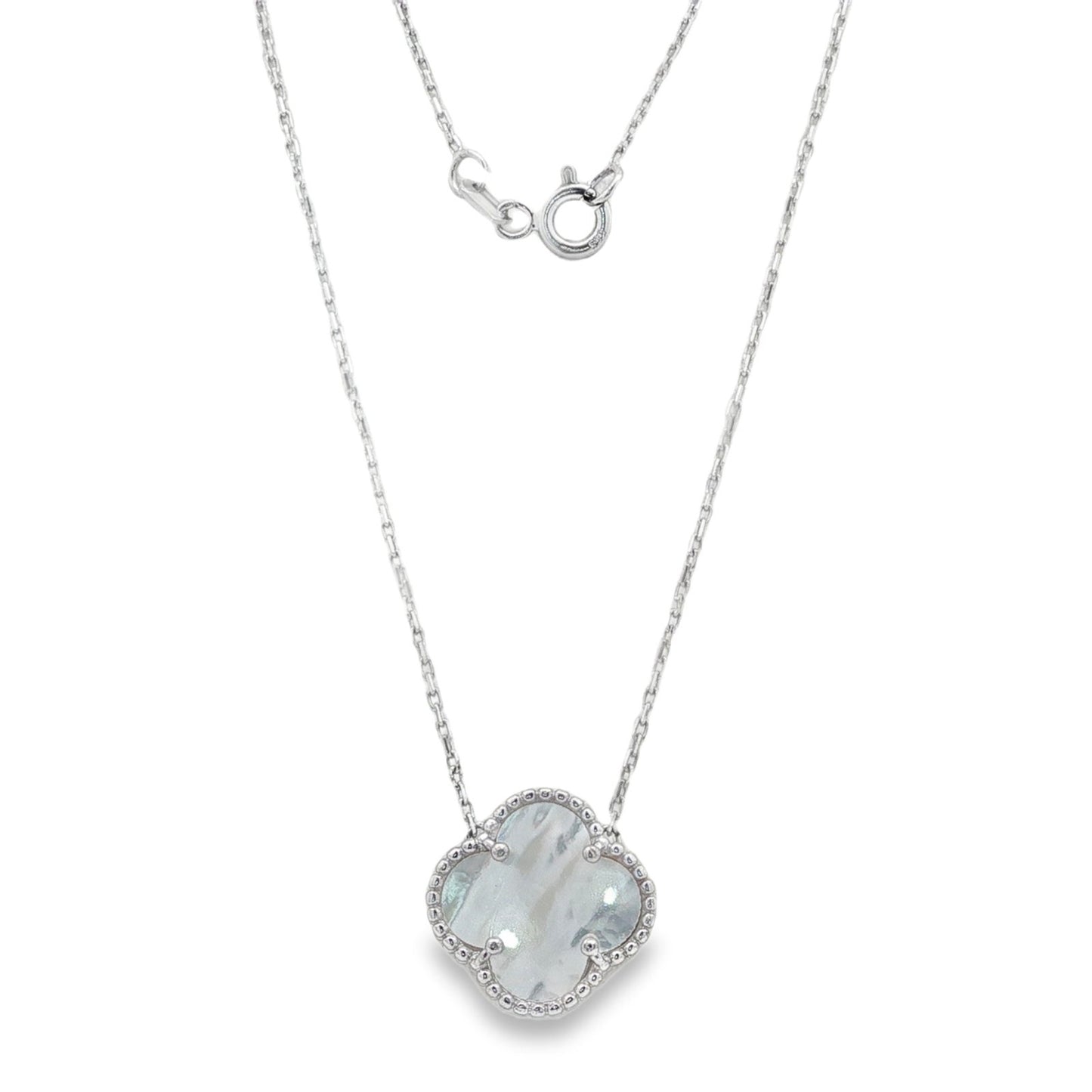 Jai's 14K White Gold Mother-of-Pearl Clover Necklace