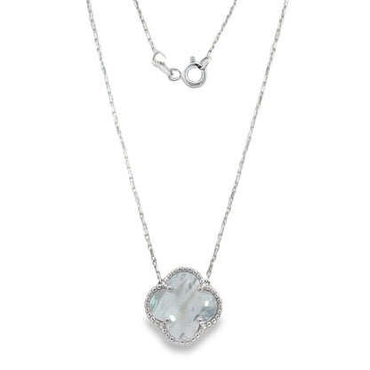 Jai's 14K White Gold Mother-of-Pearl Clover Necklace