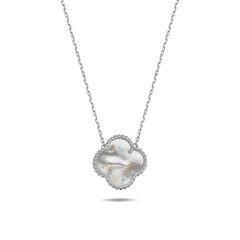 Jai's 14K White Gold Mother-of-Pearl Clover Necklace