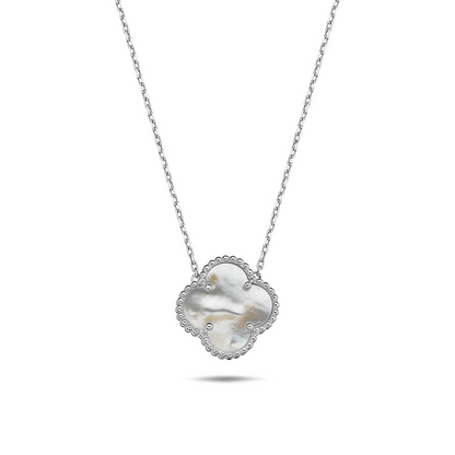 Jai's 14K White Gold Mother-of-Pearl Clover Necklace