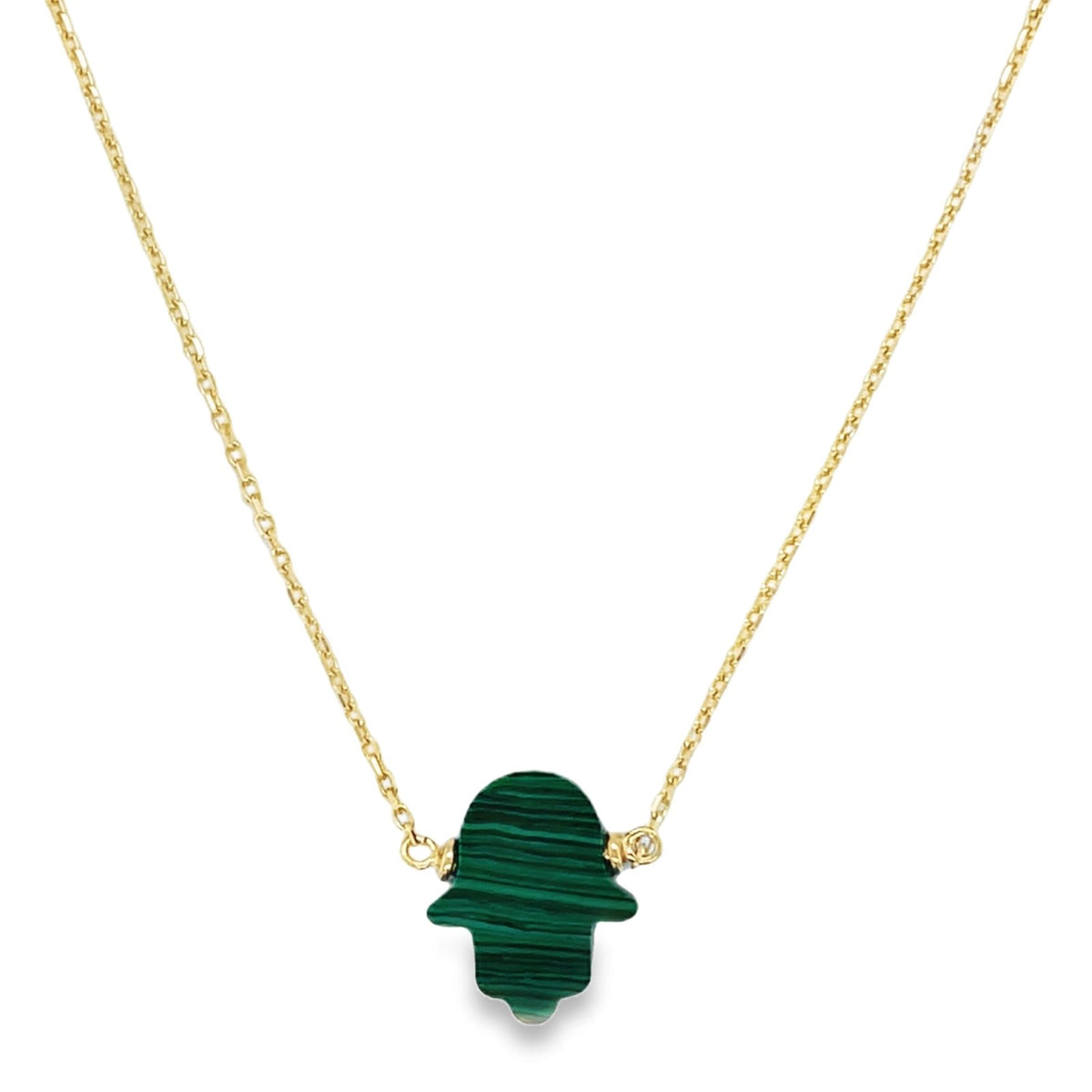 Jai's 14K Yellow Gold Malachite Hamsa Hand Necklace