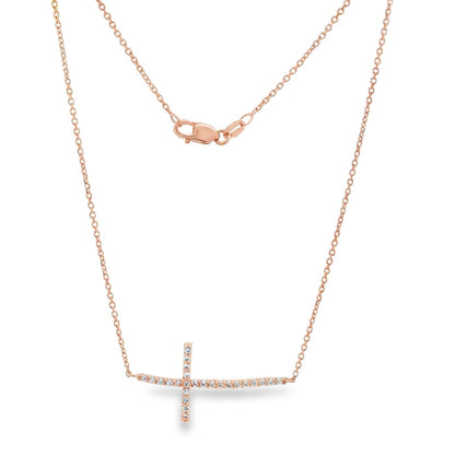 Morris & David's 14K Rose Gold Diamond Cross Necklace