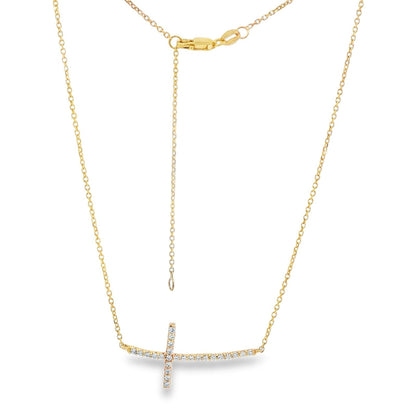 Morris & David's 14K Yellow Gold Diamond Cross Necklace