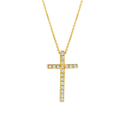 Morris & David's 14K Yellow Gold Diamond Cross Necklace