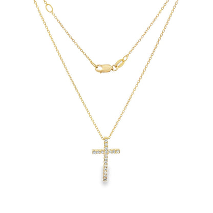 Morris & David's 14K Yellow Gold Diamond Cross Necklace