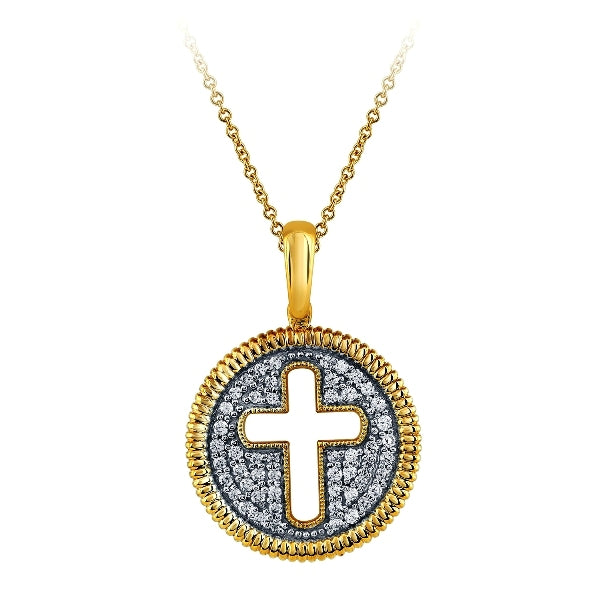 Morris & David's 14K Yellow Gold Diamond Cross Charm Necklace