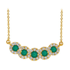 Morris & David's 14K Yellow Gold Emerald & Diamond Floral Necklace