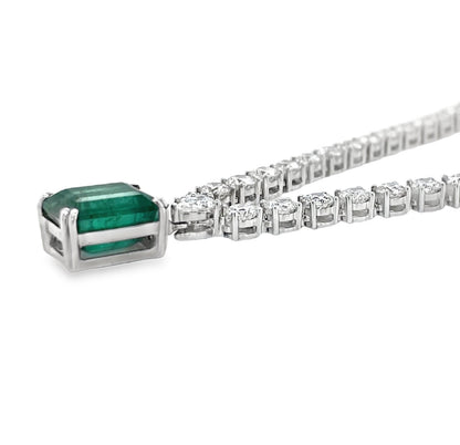 Jai's 18K White Gold Emerald & Diamond-lined Necklace