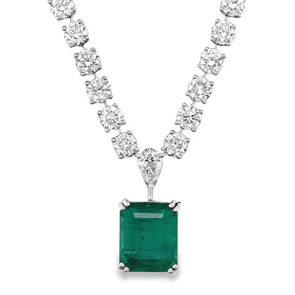 Jai's 18K White Gold Emerald & Diamond-lined Necklace