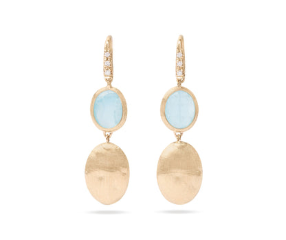 Marco Bicego's 18K Yellow Gold Siviglia Aquamarine & Diamond Earrings
