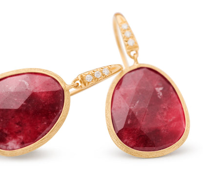 Marco Bicego's 18K Yellow Gold Lunaria Thulite & Diamond Drop Earrings