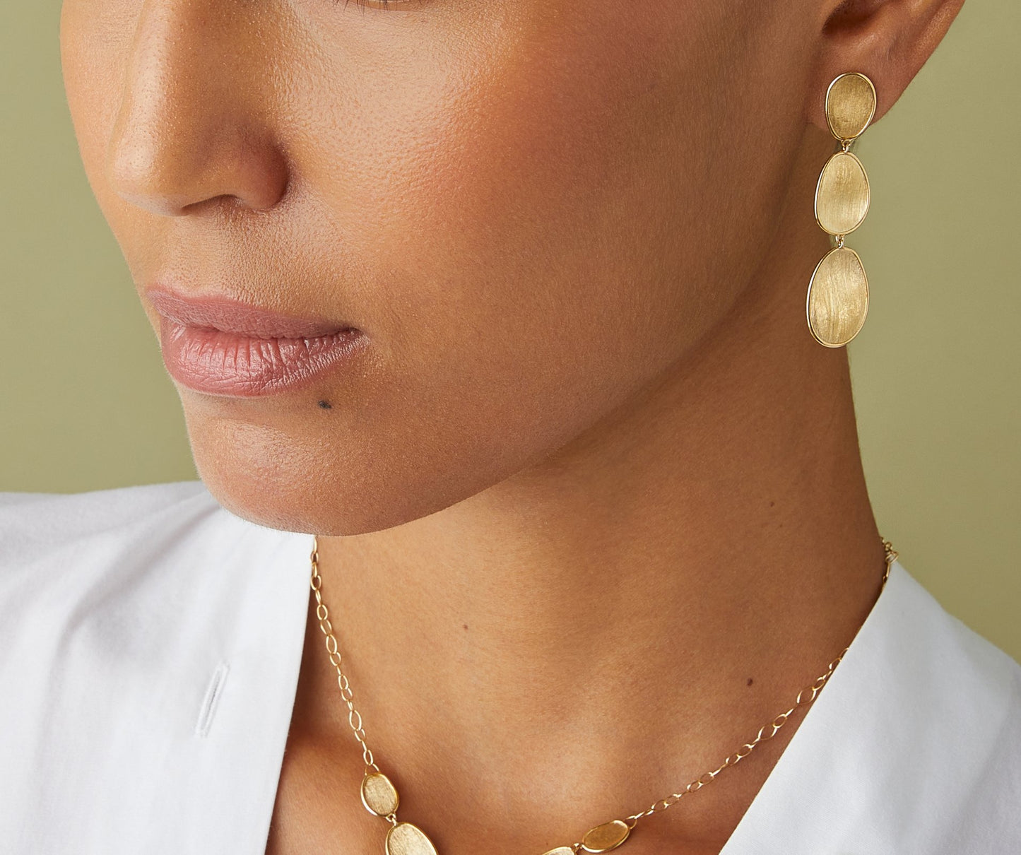 Marco Bicego's 18K Yellow Gold Lunaria Satin Petal Drop Earrings