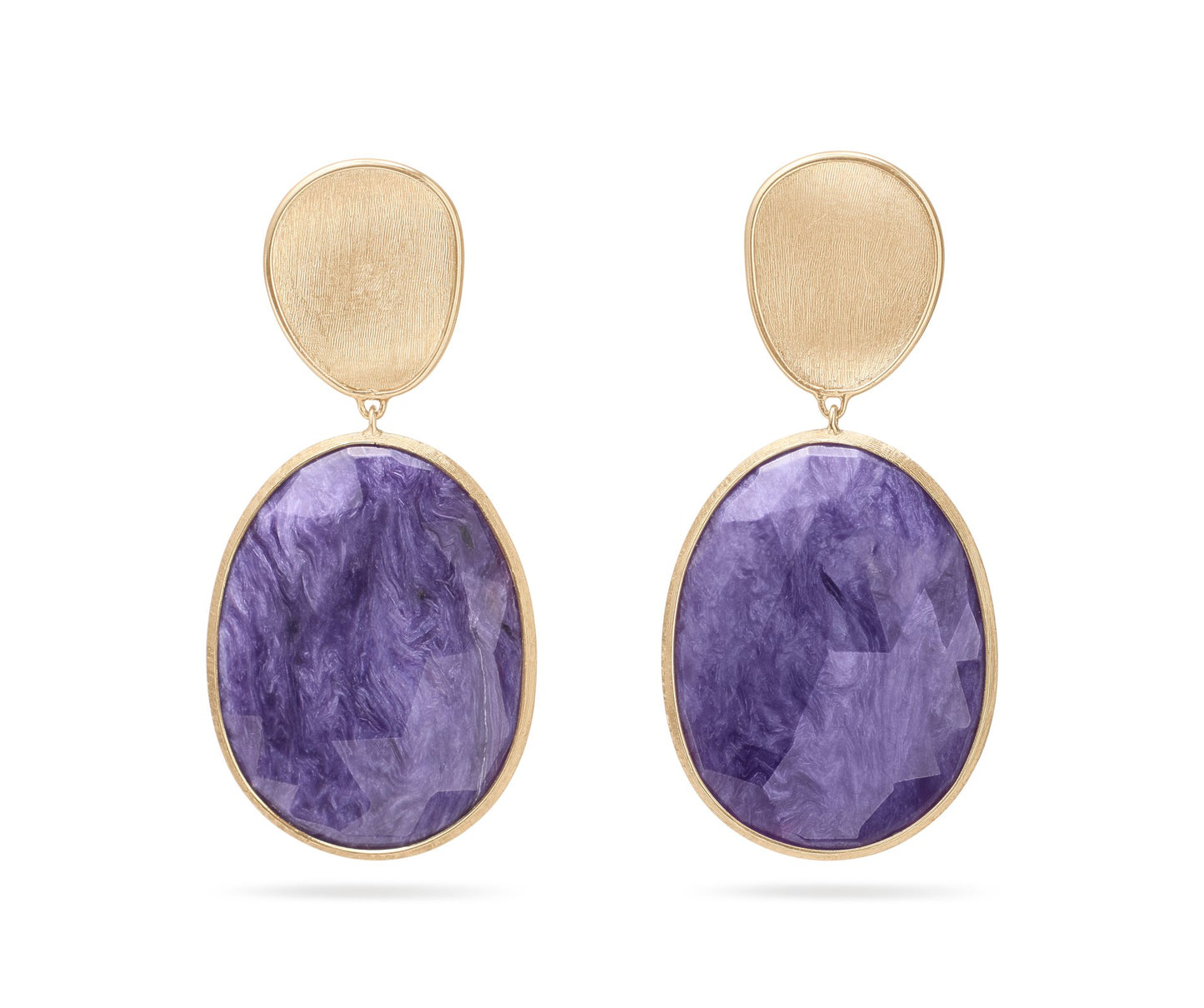 Marco Bicego's 18K Yellow Gold Lunaria Charoite Drop Earrings