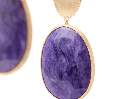 Marco Bicego's 18K Yellow Gold Lunaria Charoite Drop Earrings