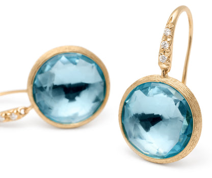 Marco Bicego's 18K Yellow Gold Jaipur Blue Topaz & Diamond Drop Earrings