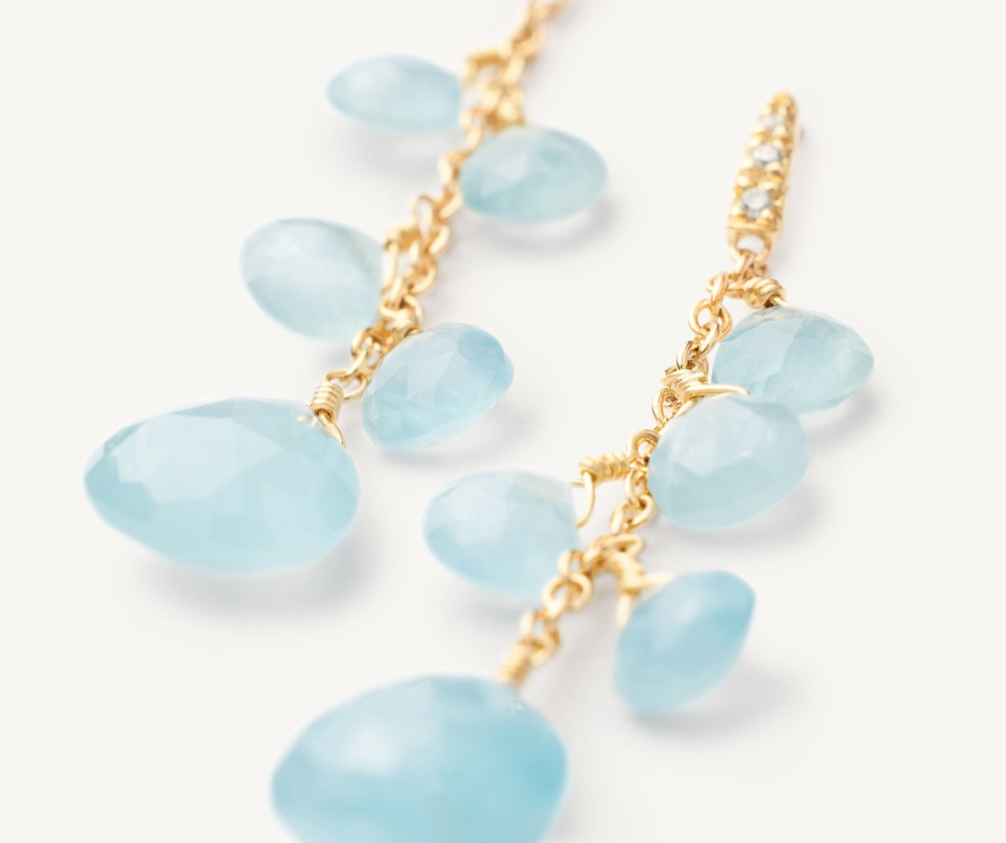 Marco Bicego's 18K Yellow Gold Paradise Aquamarine & Diamond Drop Earrings