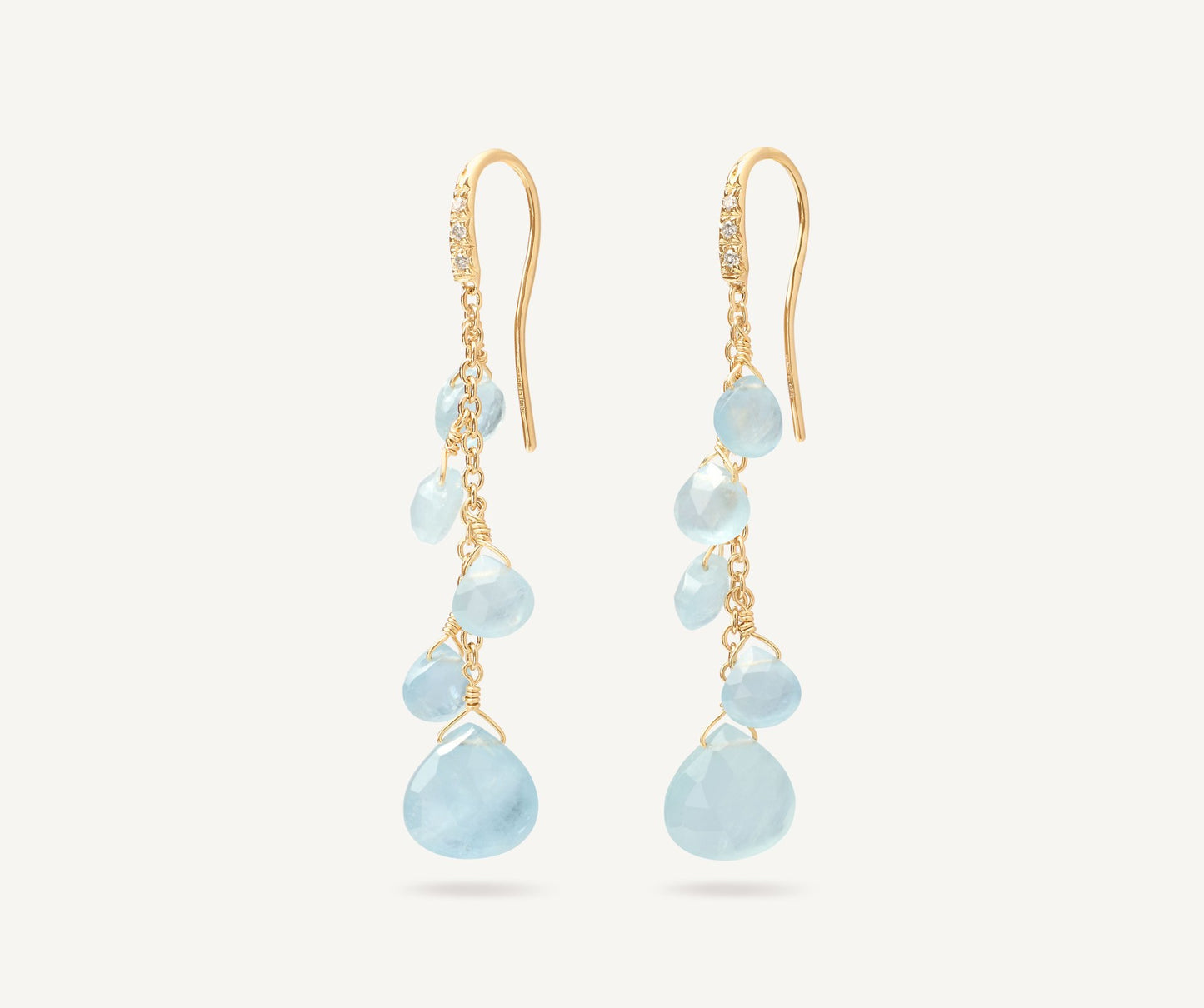 Marco Bicego's 18K Yellow Gold Paradise Aquamarine & Diamond Drop Earrings