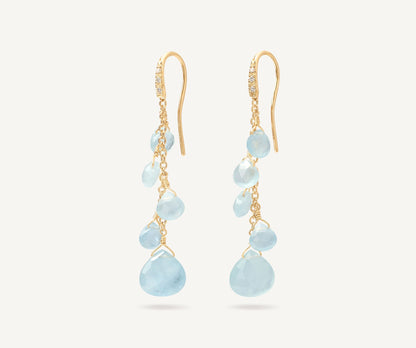 Marco Bicego's 18K Yellow Gold Paradise Aquamarine & Diamond Drop Earrings