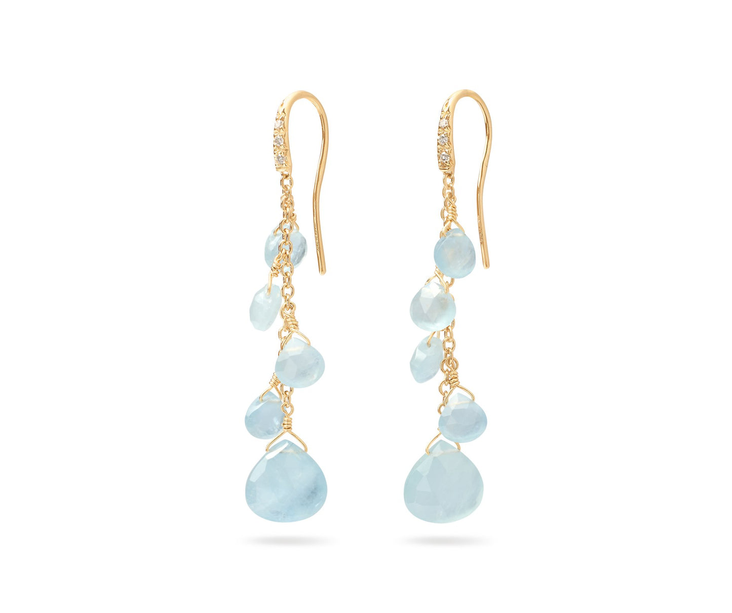 Marco Bicego's 18K Yellow Gold Paradise Aquamarine & Diamond Drop Earrings