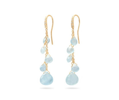 Marco Bicego's 18K Yellow Gold Paradise Aquamarine & Diamond Drop Earrings