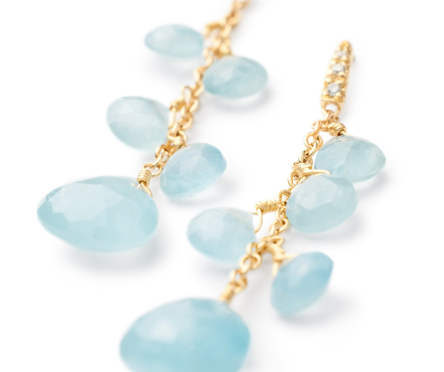 Marco Bicego's 18K Yellow Gold Paradise Aquamarine & Diamond Drop Earrings