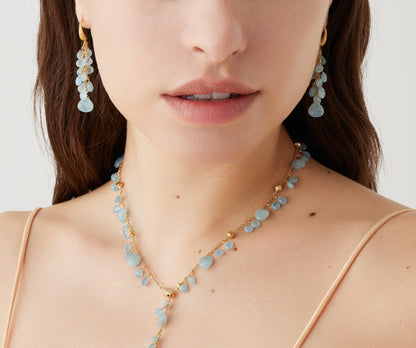 Marco Bicego's 18K Yellow Gold Paradise Aquamarine Drop Earrings