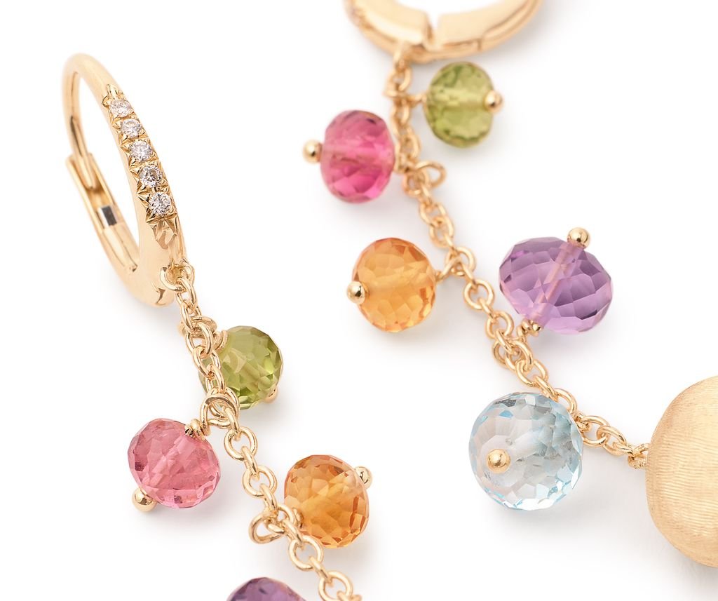 Marco Bicego's 18K Yellow Gold Africa Gemstones Diamond Drop Earrings